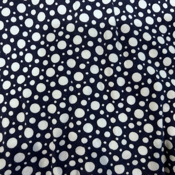 Blue White Polka Dot 3/4 Sleeve Stretchy Cotton Knit Top - Picture 7 of 8